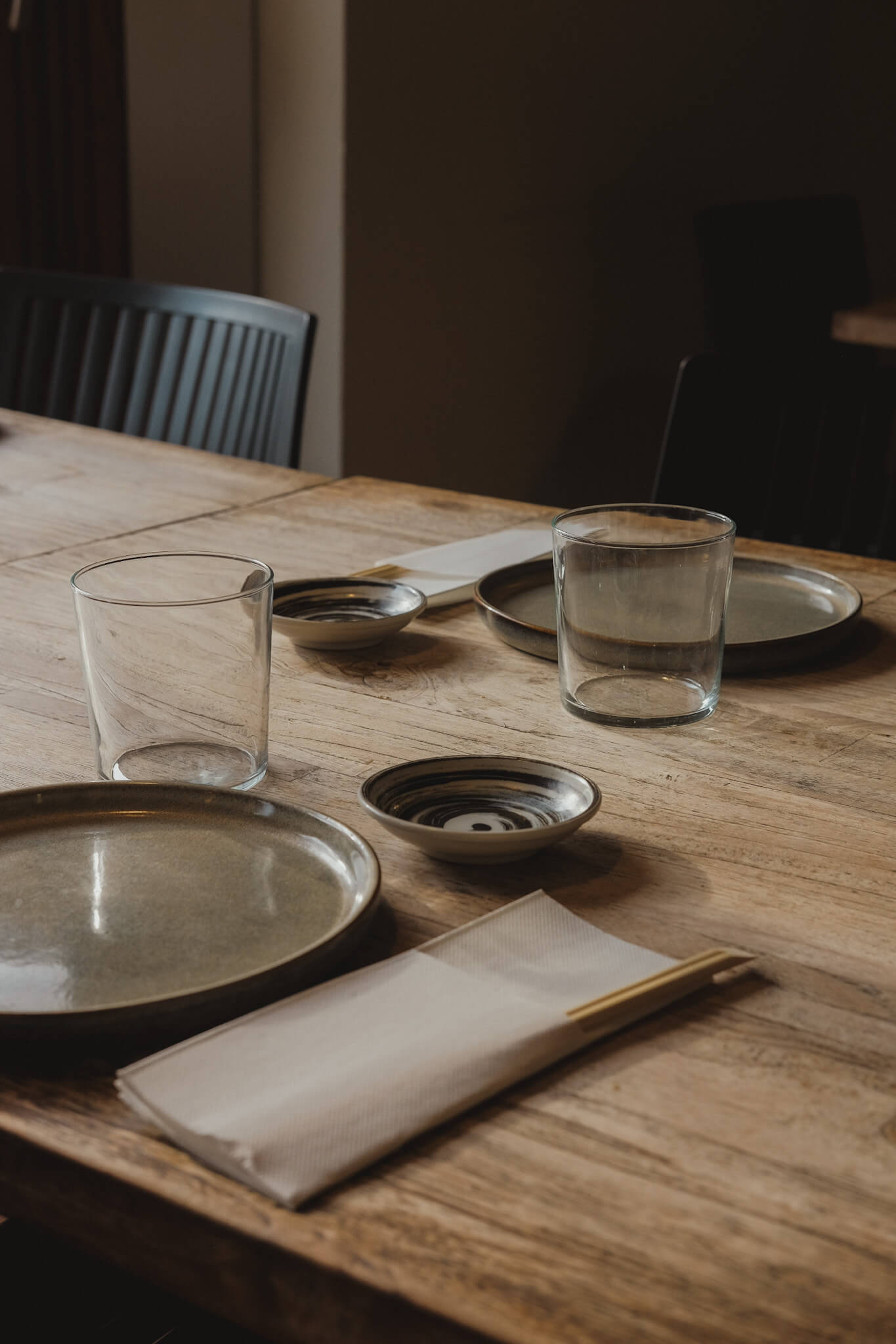 Close up photography of table set up in Japanese Sushi restaurant, Mei in San Carlos, Ibiza
